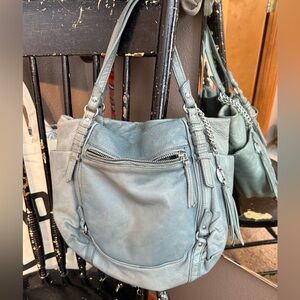 Denim blue Olivia Harris leather satchel-gorgeous!